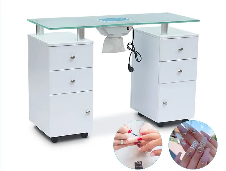 Modern White Nail Salon Nail Table Manicure Station Manicure Table With ...