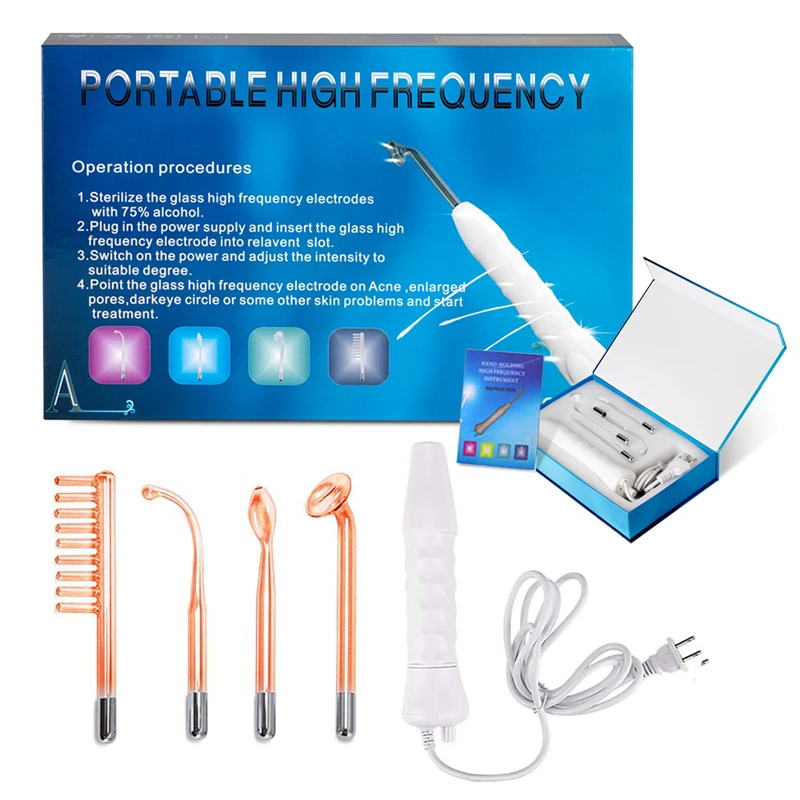 

Portable Handheld Skin Therapy High Frequency Wand for facial Skin Treatment and Wrinkle Reducing Device, White