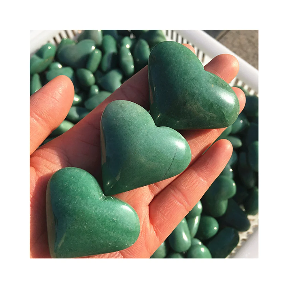 

Wholesale natural quartz hand carved crystal green aventurine heart shaped stones for home decoration