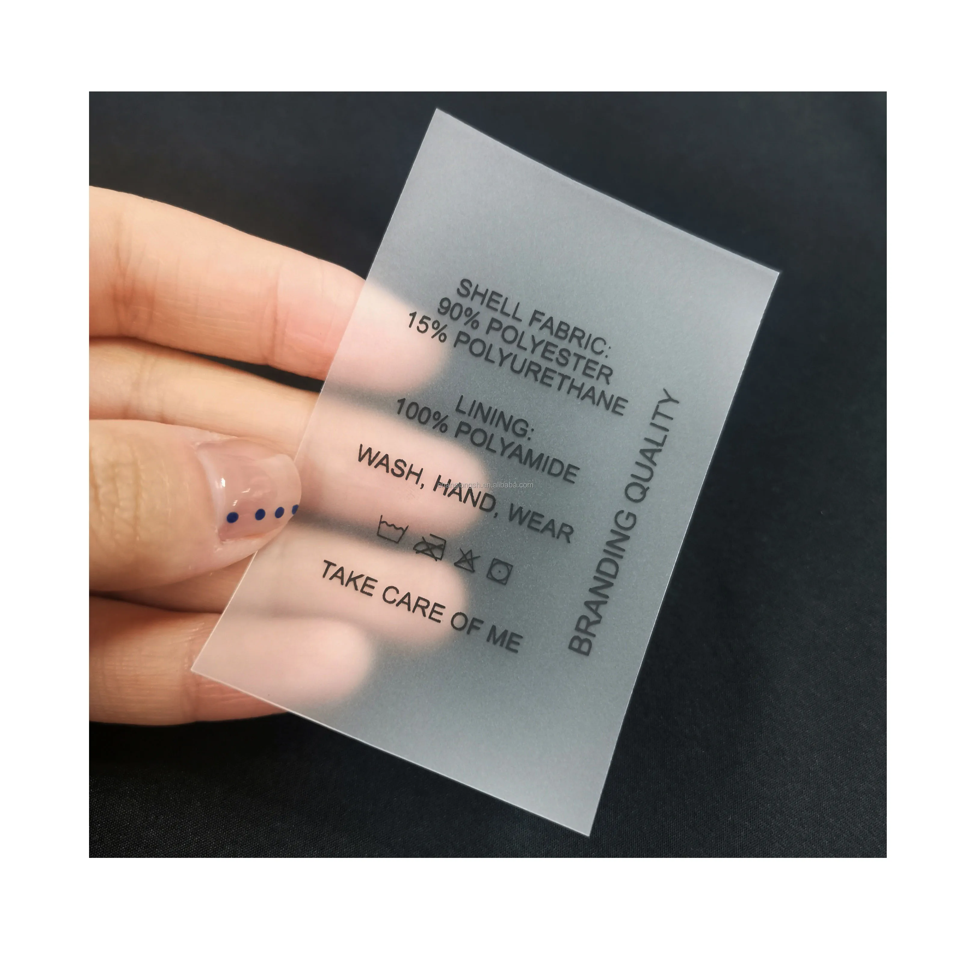 

Custom soft transparent frosted TPU care printed label for clothing, Customized