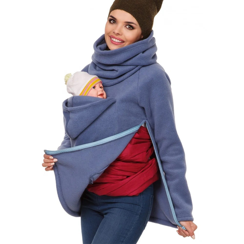 

Women's Maternity Multifunctional Mother Kangaroo Coats Breastfeeding Long Sleeve Winter Warm Polar Fleece Nursing Pullover