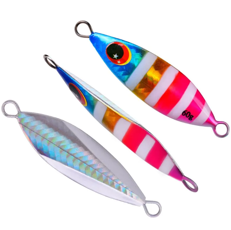 

Wholesale proberos saltwater luminous 10G 20G 30G 40G 60G metal jig hard bait flat fall jigging slow pitch switch fishing lures, 10 colors as the pictures