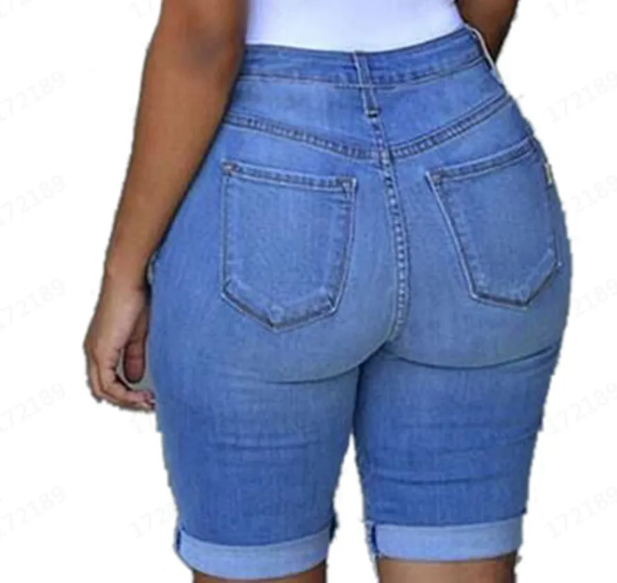 

Destroyed bermuda shorts denim blue woman jean