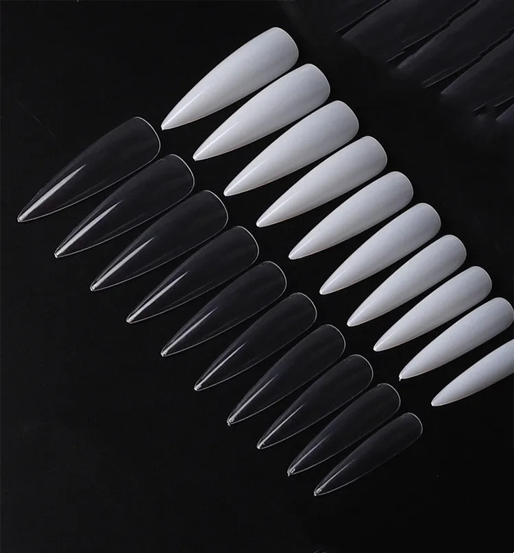 

500pcs1 bag transparent natural color French ballet nail salon artificial pointed false nails acrylic nail tips, Natural clear