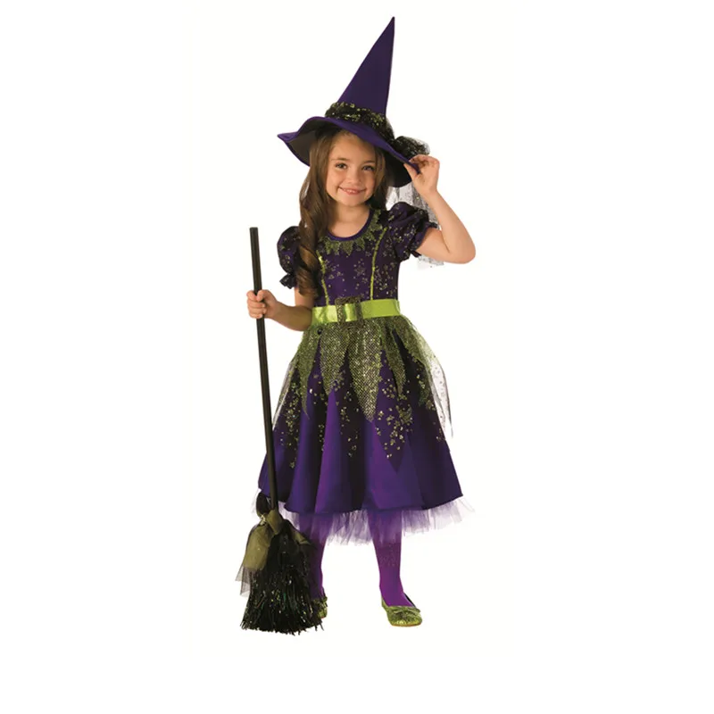Witch Costume Kids Classic Retro Fancy Witches Dress Halloween Costume for Girls