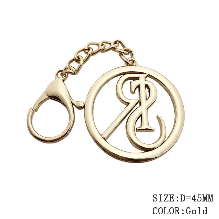 Customized gold plated key chains with metal labels plate for handbags
