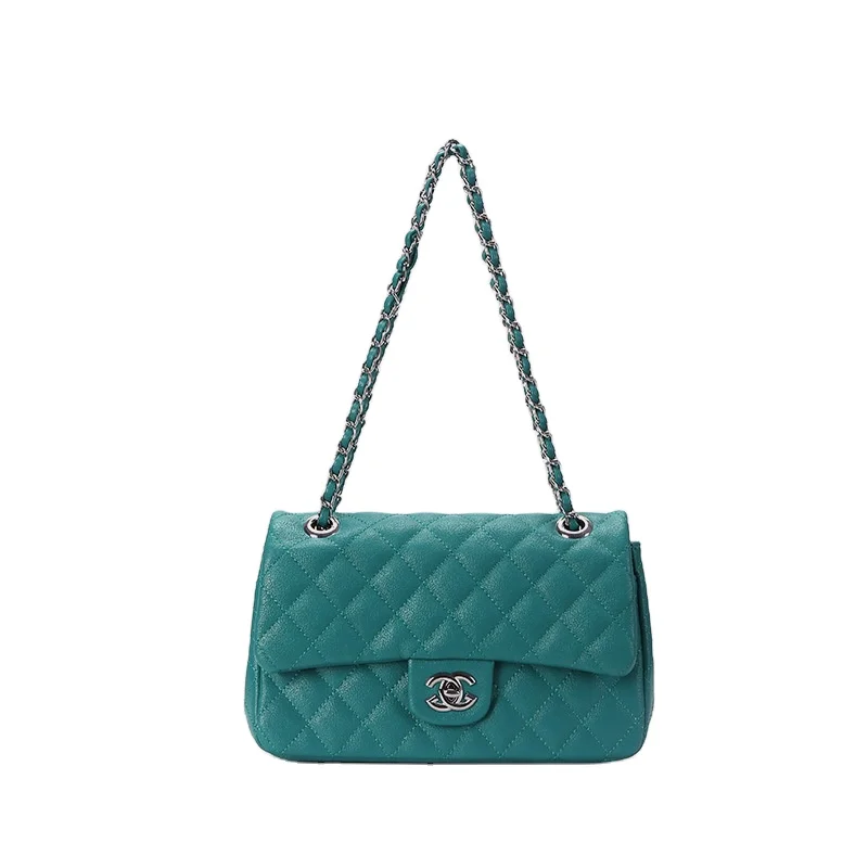 

Small and medium square bag pure color ladies bag summer new style rhombus shoulder bag embroidery handbag square all-match, Picture color