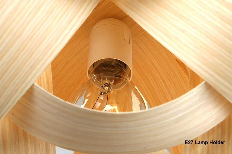 Handmade natural oak cherry  curvy wooden veneer rattan bamboo weaving chandelier pendant light