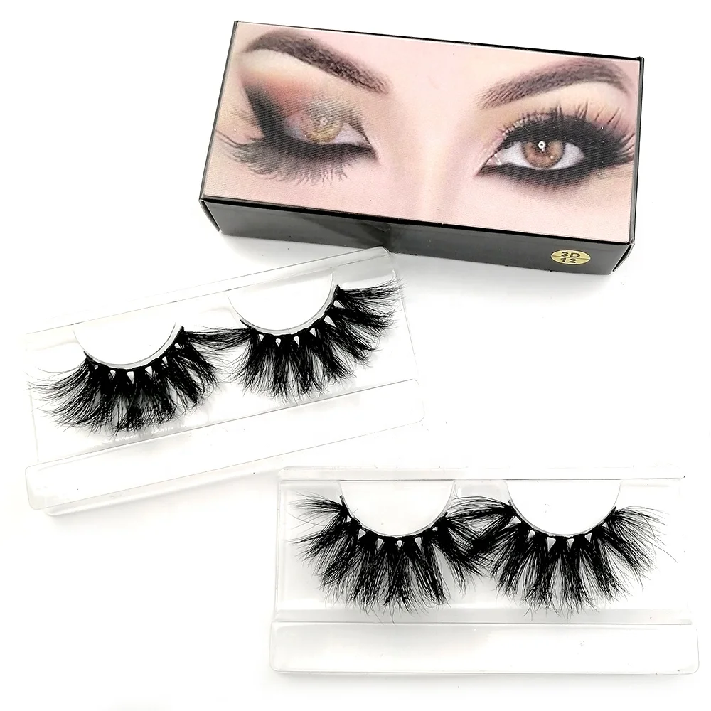 

Vegan False Full Strip 3D Mink Eye Lashes Vendor Fluffy Thick Mink Eyelashes 25MM 5D Mink Eyelash, Natural black