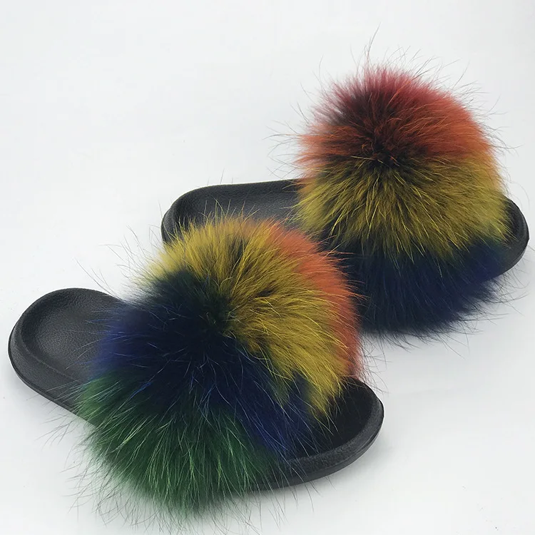 

New Listing Slippers Manufacturer Flat Fur Slipper With High Click, 32 colors