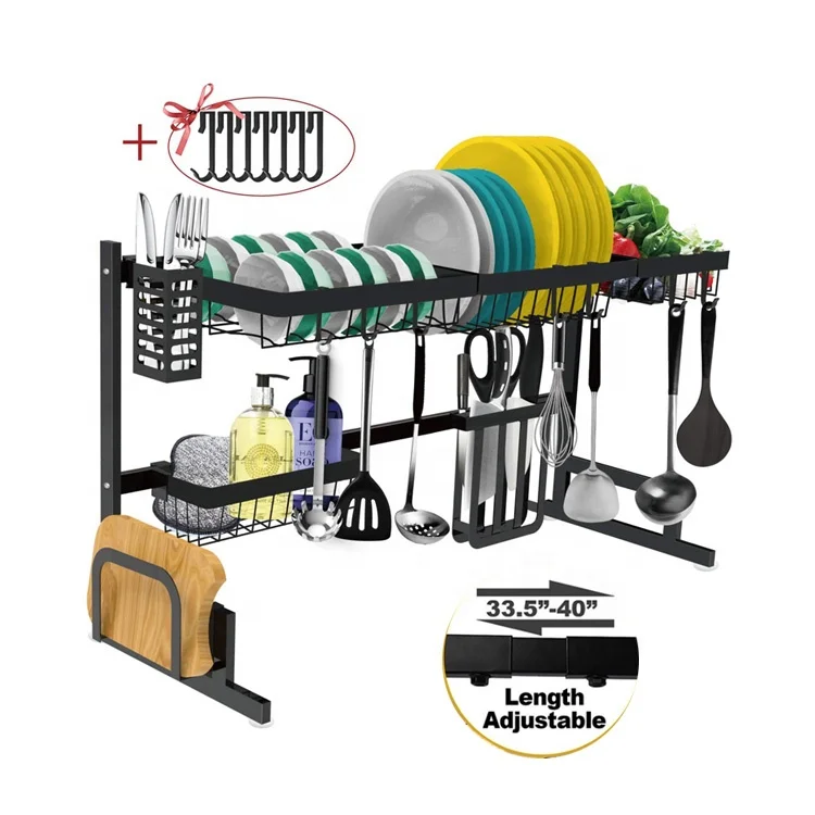 

Factory price black telescopic shelf dish drainer kitchen storage holders racks, Home kitchen