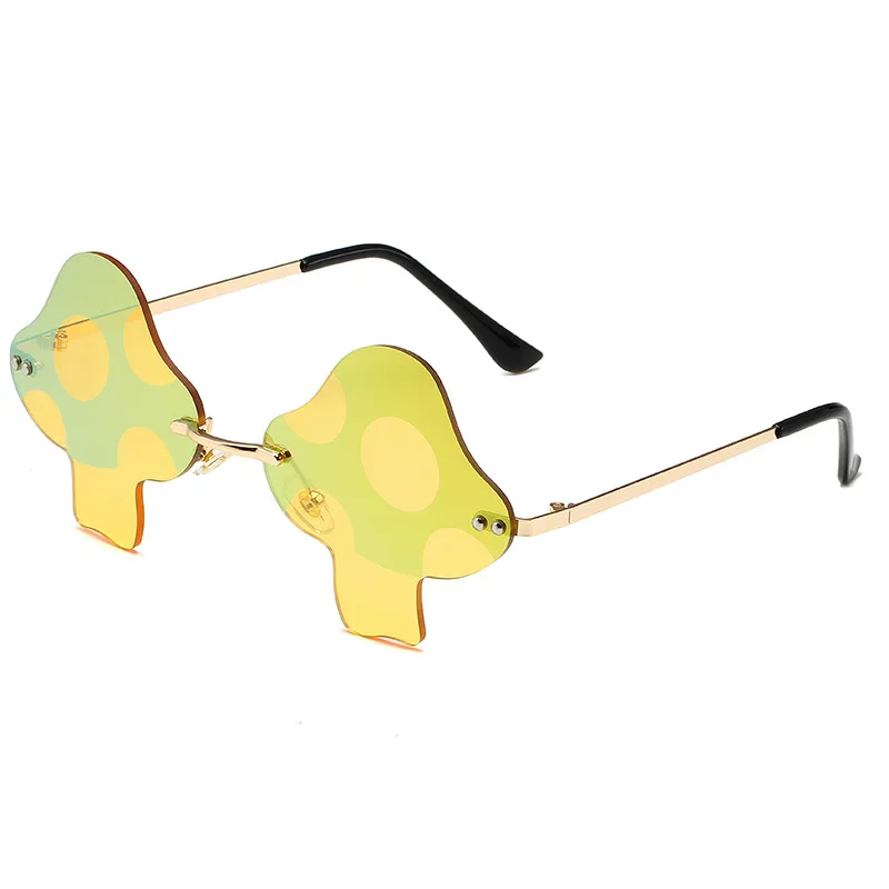 

Y2K New Designer Colorful Mushroom Sun Glasses Women Fashion Outdoor Concave Rimless Sunglasses For Party Jewelry