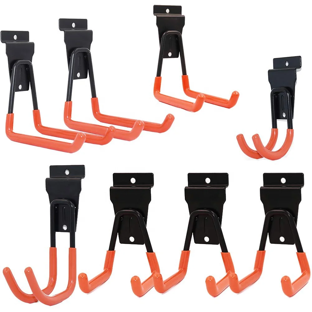 

Heavy Duty Garage Storage Utility Double Slatwall Hooks for Organizing Power Tools Ladders, Black/orange/customized