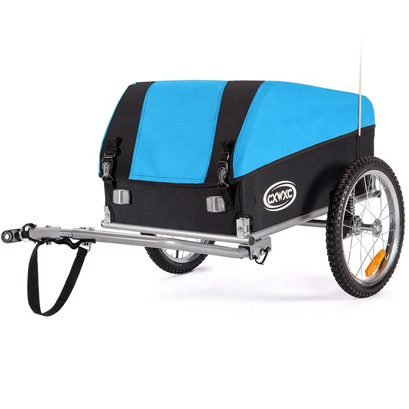 CXWXC Foldable Iron & Fabric Bicycle Cargo Trailer with Adjustable Design for Camping Pet Dog Luggage Carry