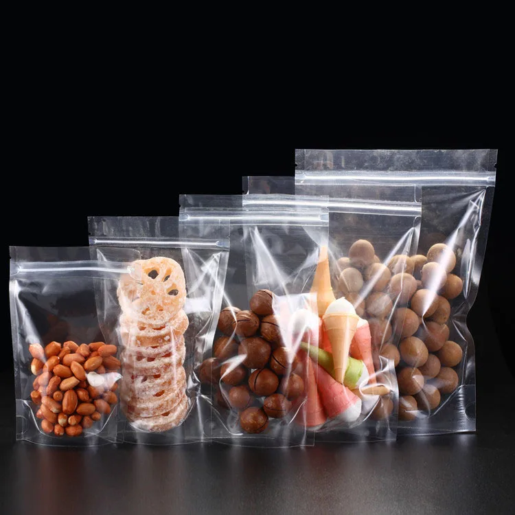 

Clear Stand up Zip Lock Pouch with Tear Notch Snack Candy Food Packaging Bag Transparent Cartons Gk Gravure Printing Accept Gkc