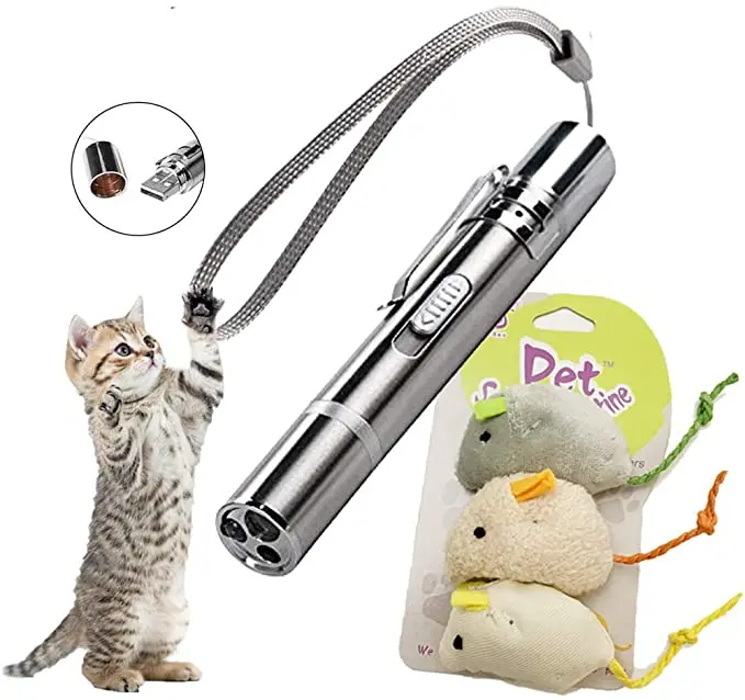 

7 in 1 cat toys Pet LED Laser pen USB Rechargeable Cat dog Laser Light Interactive Toy