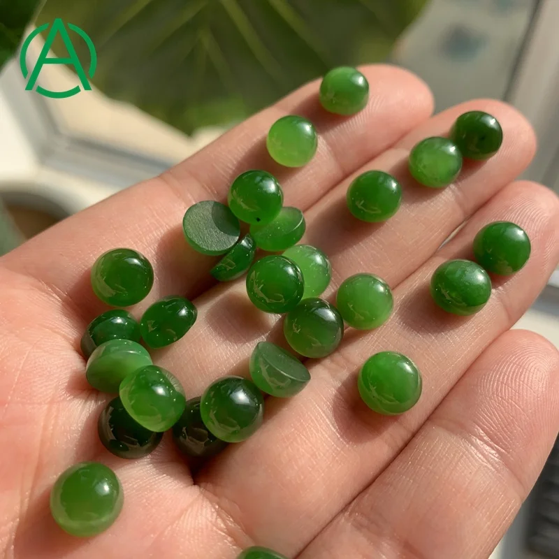 

ArthurGem Natural Canadian Nephrite Jade Round Cabochon, Gemstone Cabochons for Rings Making, 100% natural color