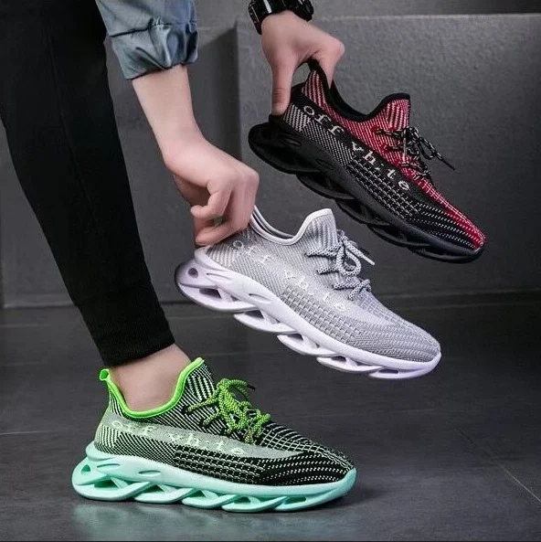 

J801 sports men sneaker casual mesh breathable fly knit sport casual shoes for men low price