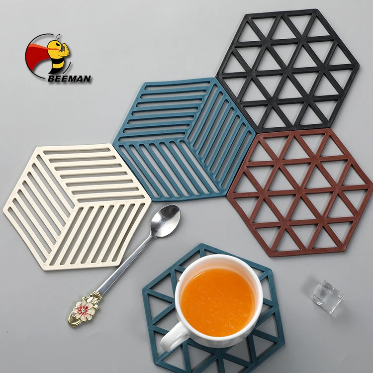 

Beeman Custom Hexagon Coffee Wine Tea Cup Mug Silicone Coaster Pad Mat