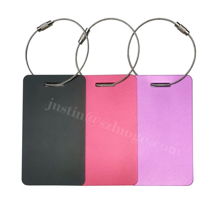 Custom Anodized Blank Matt Metal Luggage Tags With Leather Strap