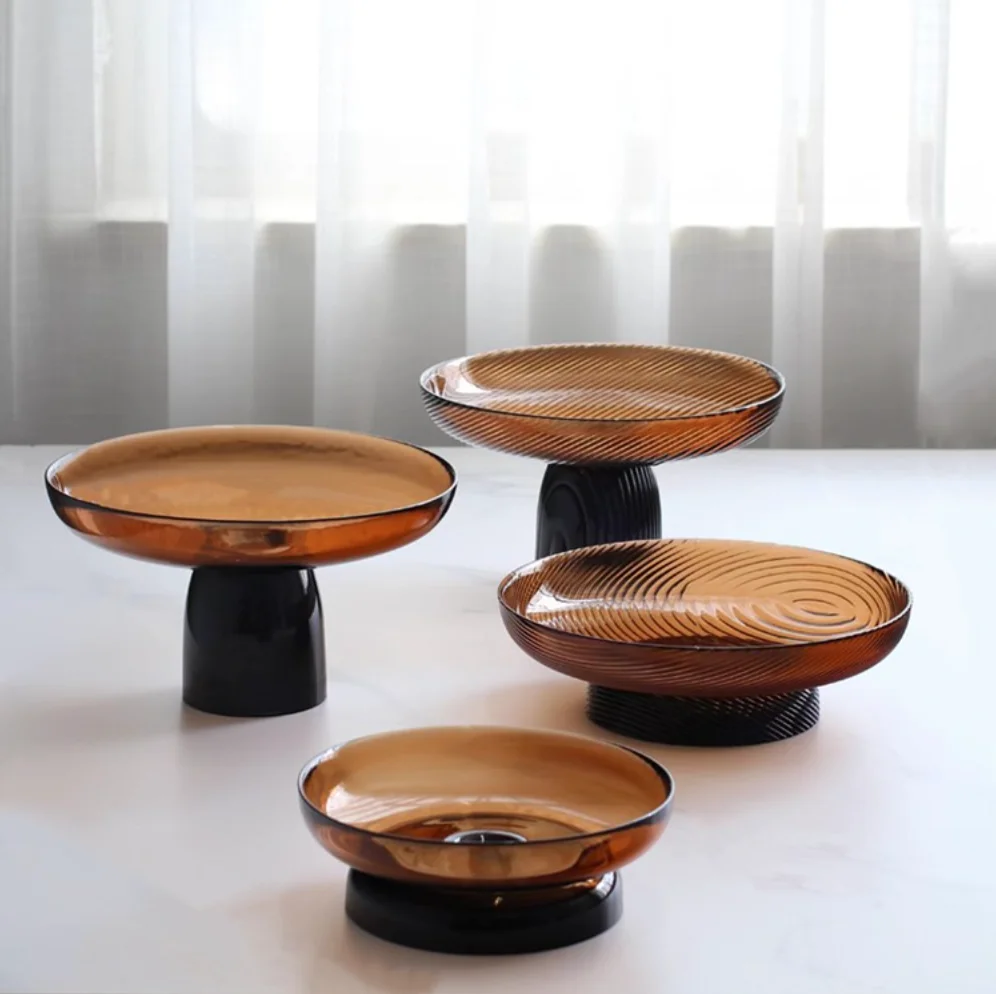 Modern Nordic Danish Color Enamel Glass Living Room Dining Table Tea Table Dry Fruit Plate Snack Plate