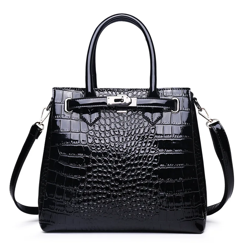 

Lady Designer Shiny PU Faux Leather Handbag Shoulder Totes Bag