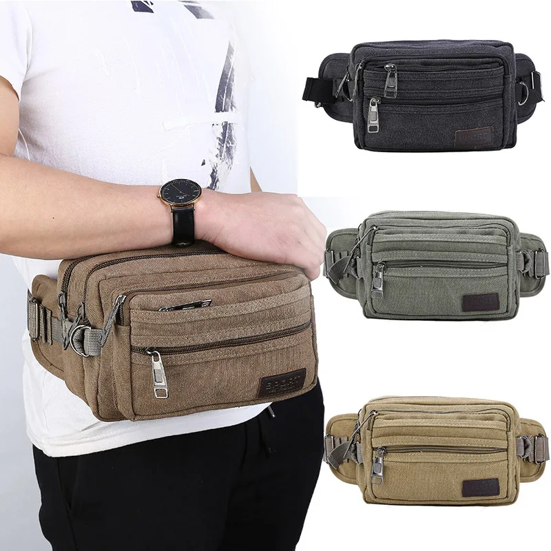 

classic men military tactical waist bag utility canvas sport cycling funny pack waist bags men chest bag, Khaki, green, brown, black