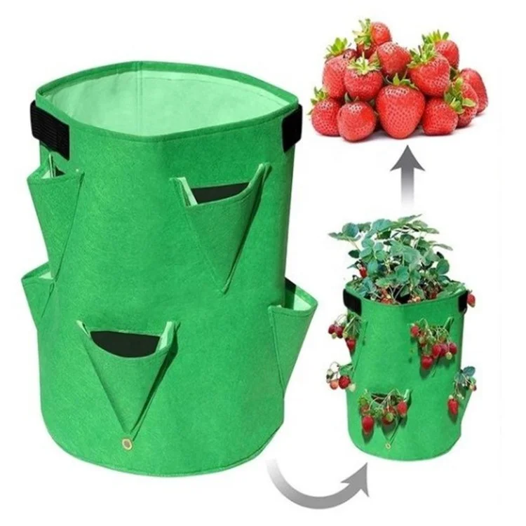 

Strawberry Planter Bags For Growing Potatoes Outdoor Vertical Garden Hanging Open Style Vegetable Planting Grow Bag, Light grey, dark grey, black or customized