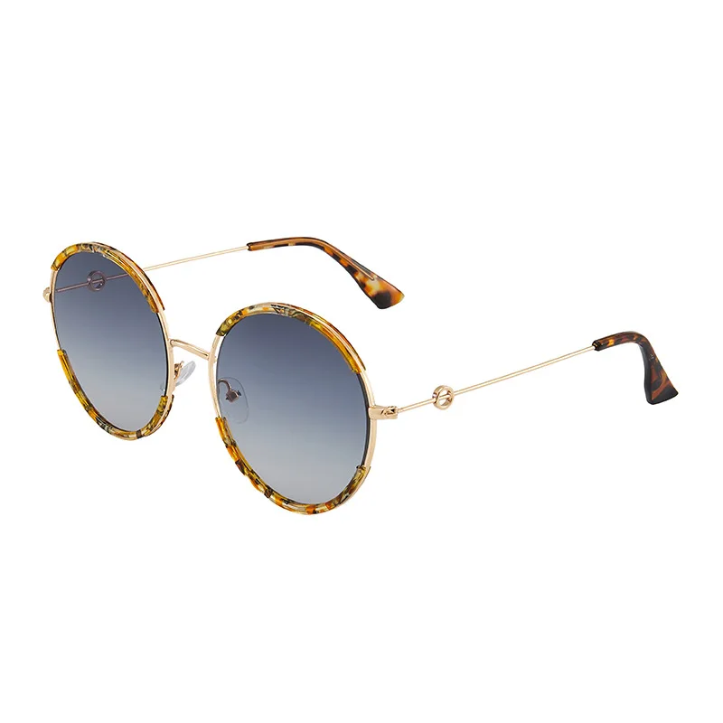 

High End Thin Metal Frame Luxury Sun Glasses Vintage Acetate Womens Round Sunglasses, 6 colors