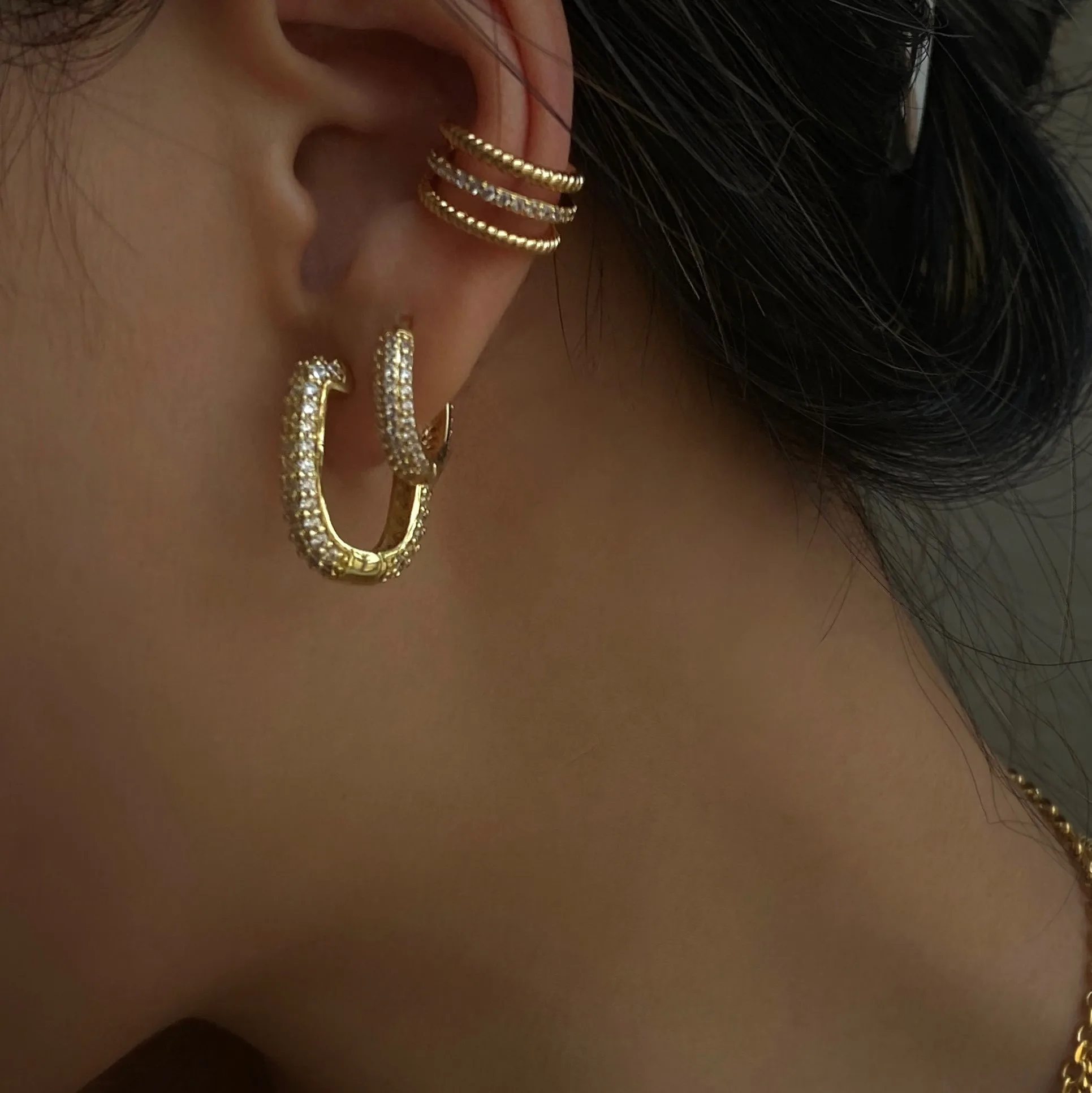 

2024 Dazan New Hoop Korean Fashion Hoop Zircon Hoop Bamboo Bohemian Designer Earrings Wholesale Popular Brands For Women