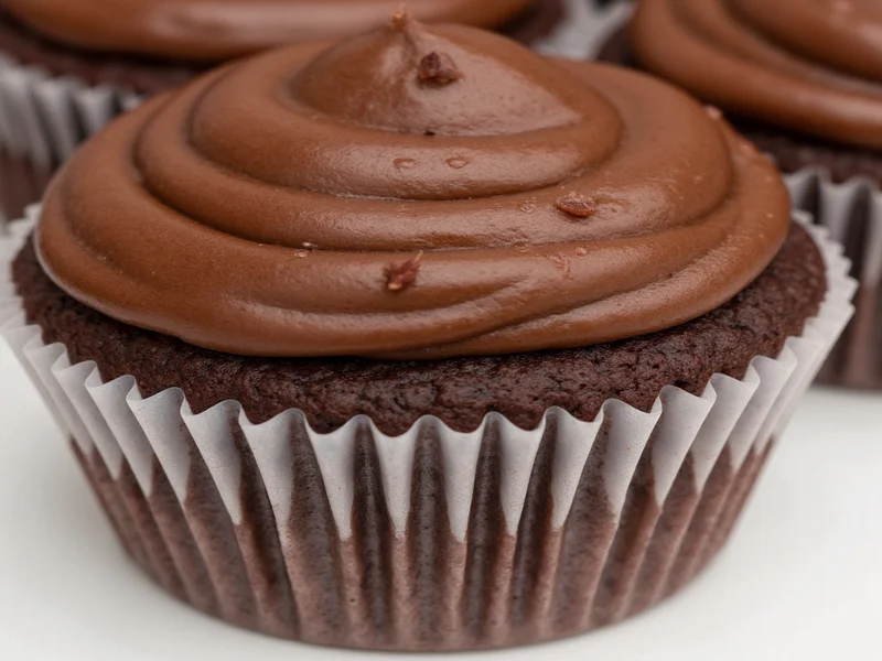 Homemade chocolate cupcakes with glossy ganache