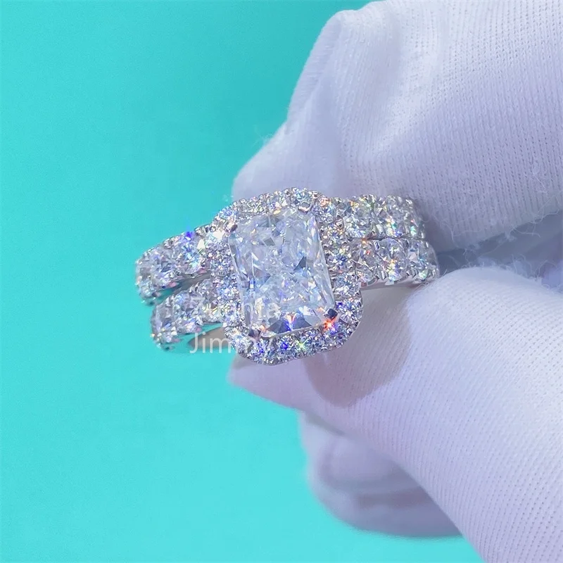 

Custom Made Luxury 10k Solid White Gold 2Ct Radiant Moissanite Diamond Engagement Ring Wedding Bridal Jewelry