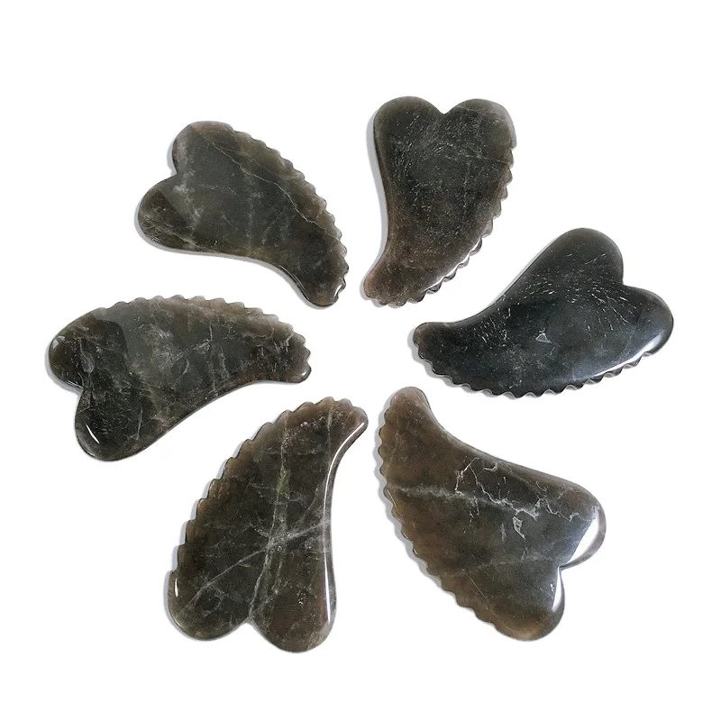 

Therapy slimming anti aging facial smoky quartz gua sha spiky heart scraping massage tool