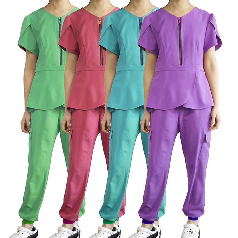 

High Quality Custom Label Fashionable Plus Size OEM Service Medical Scrubs Short Sleeves Hospital Uniforms, Customized