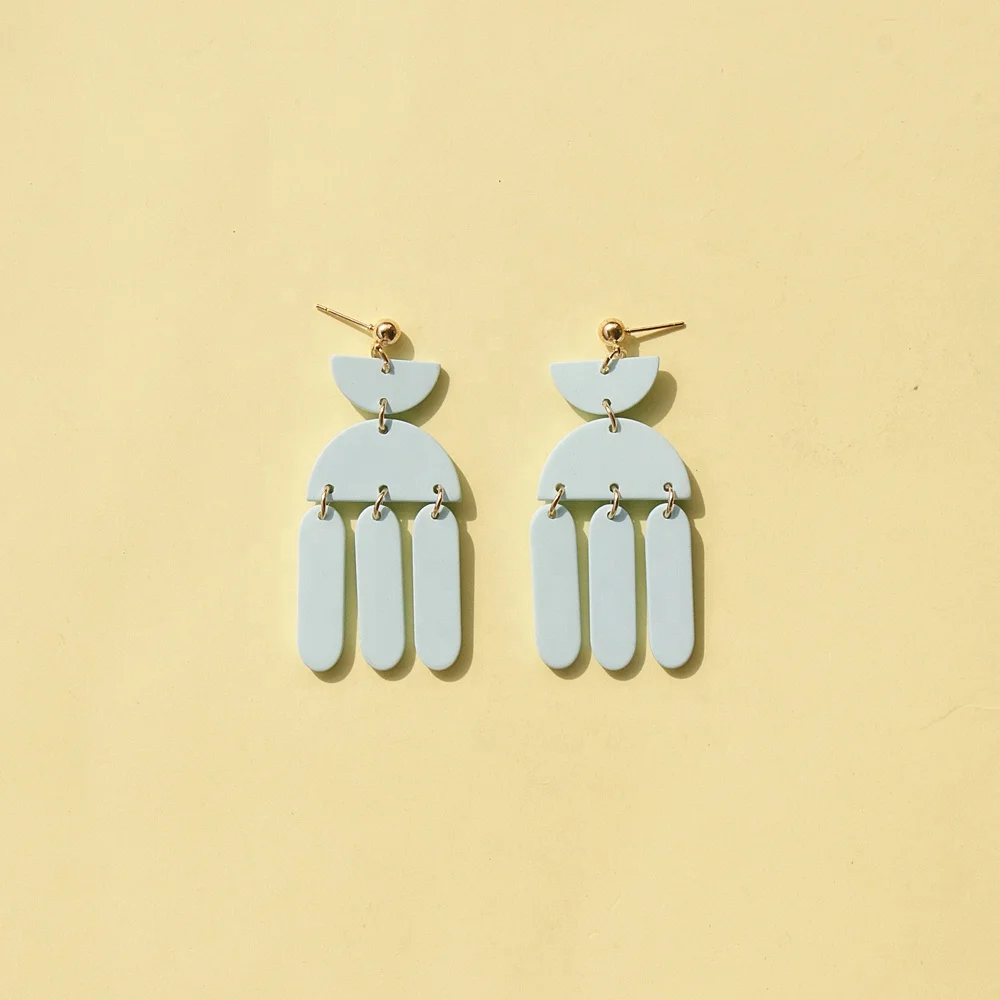 

New hot sale new design geometric shape combination simple urban style fashion earrings wholesale women acrylic earrings, Colorful