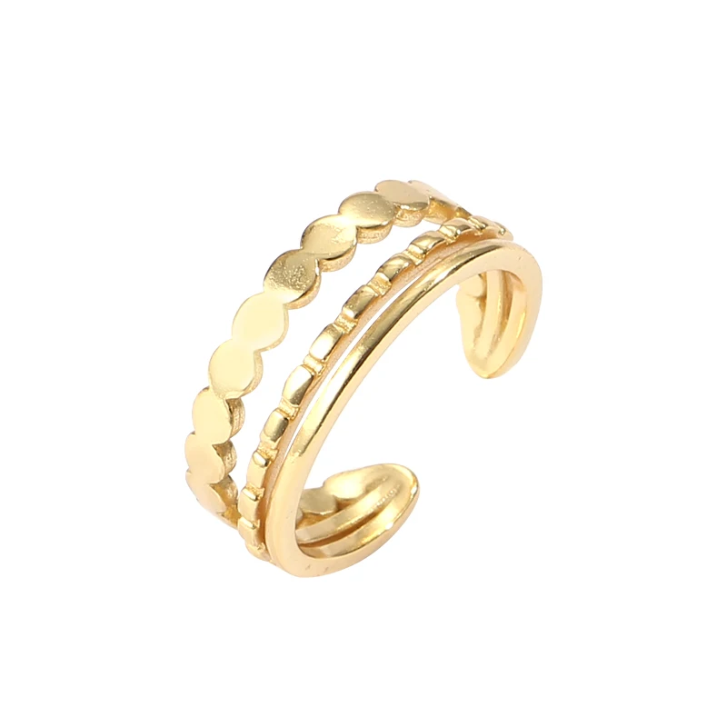 

Elegant fashion Women Jewellery minimalist 925 Sterling Silver Layer adjustable rings gold plated