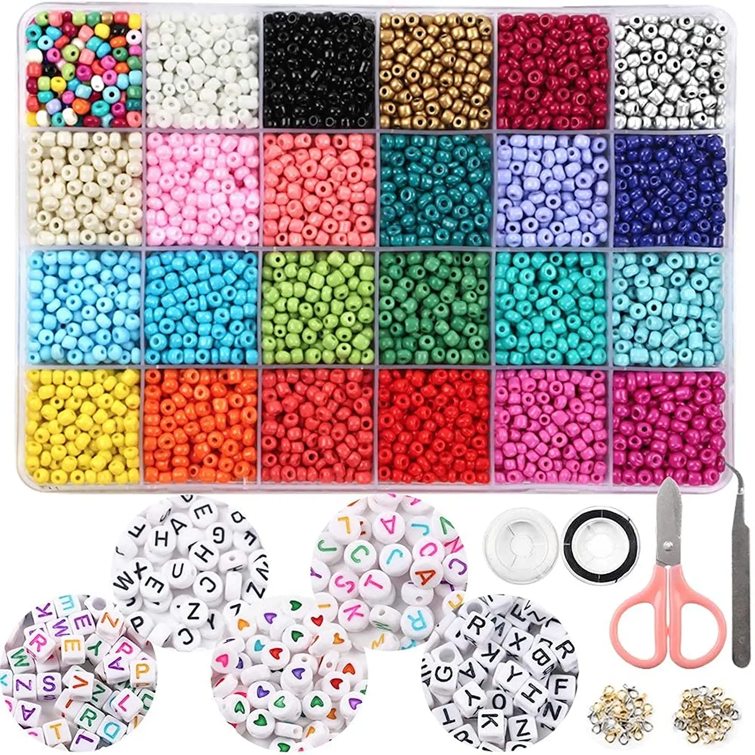 

Amazon Hot Wholesales Diy 4mm Glass Seed Beads Alphabet Letter Beads Glass Beads For Jewelry Making Hand Bracelet