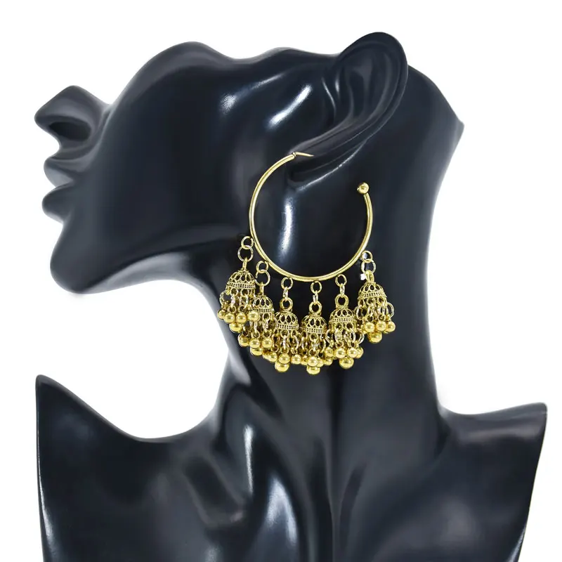 

Fashion Ethnic Jhumka Ear Cuff Indian Jewelry Gypsy Bell Tassel Women Statement Afghan Egypt Turkish Earrings Jewelry, Gold