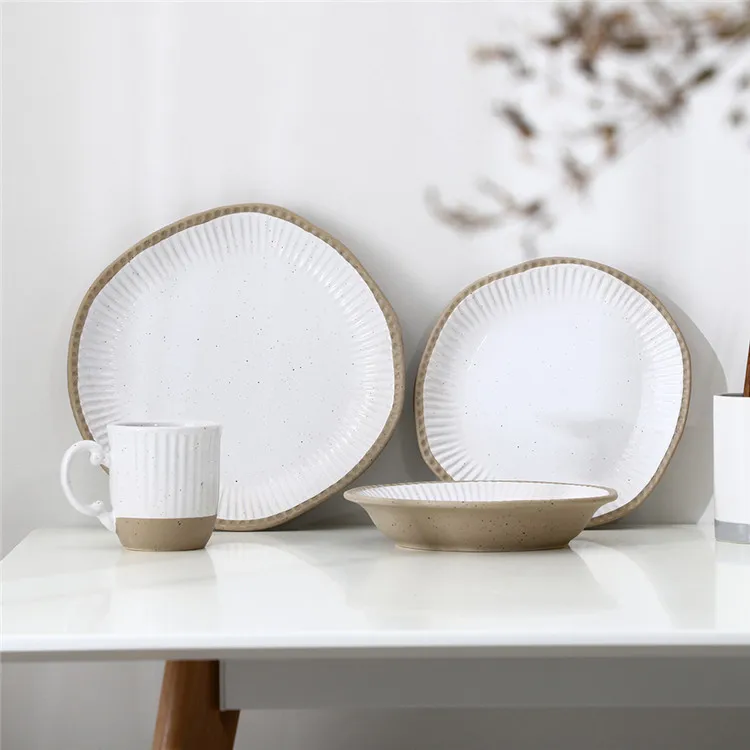 China wholesale cheap price restaurant dinnerware crinkle trim irregular shape unique white porcelain dinner set.jpg