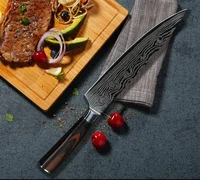 

Low MOQ 7CR17 high carbon steel 8 inch laser blade chef knife with damascus steel pattern