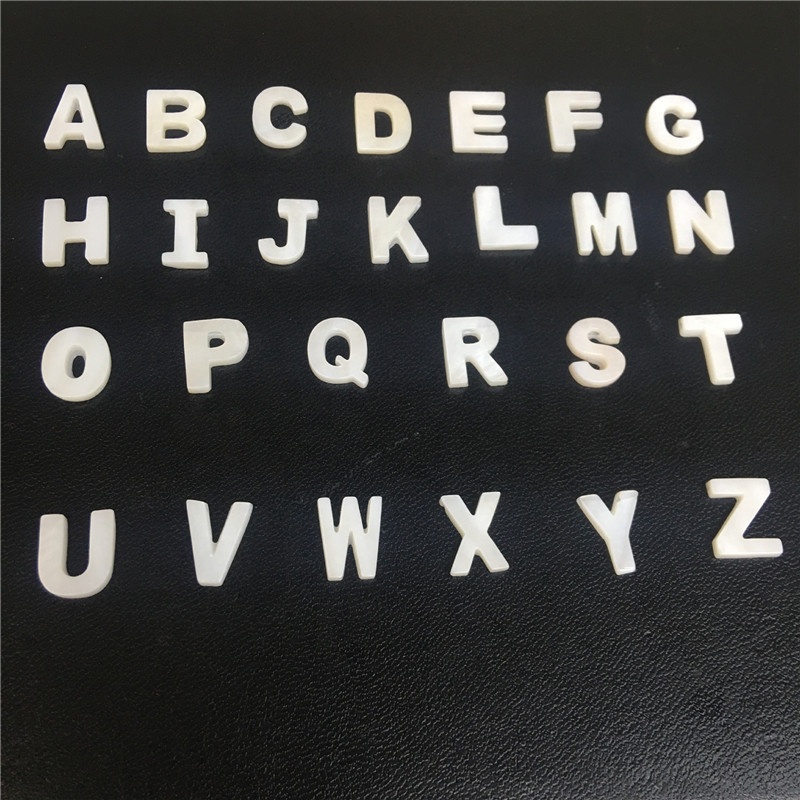 

wholesale Nacar letters mother of pearl letters shell beads Alphabet bead for DIY jewelry, Natural white color