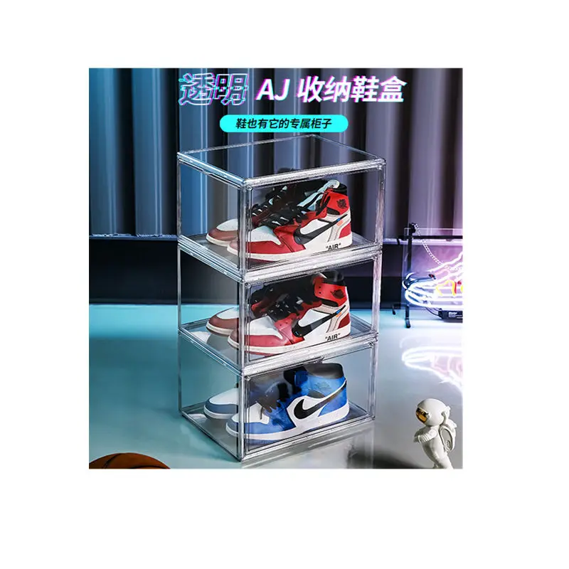 

2022 hot selling Clear Foldable Plastic Drawer Storage Women Flip transparent shoes box