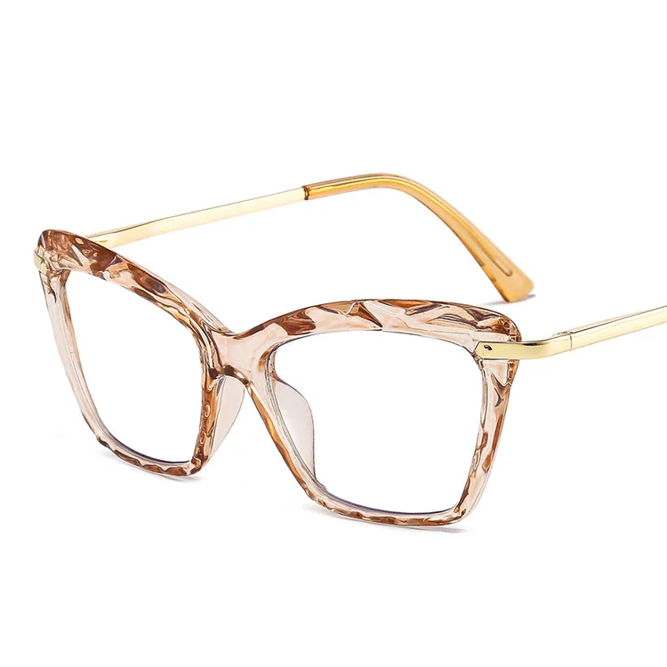 

New Retro transparent polygonal section metal frame spring foot cat's eye spectacle frames, 8 colors