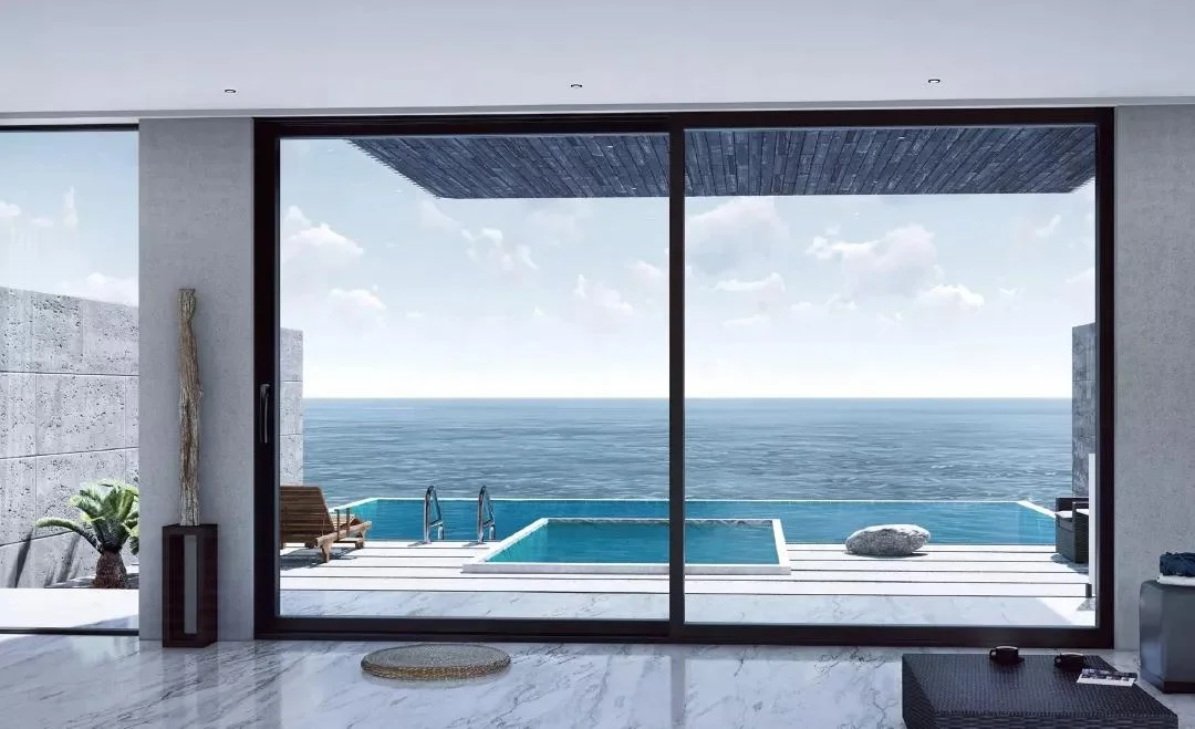 
exterior fiberglass hidden commercial hotel finished surface sliding glass doors for sale 