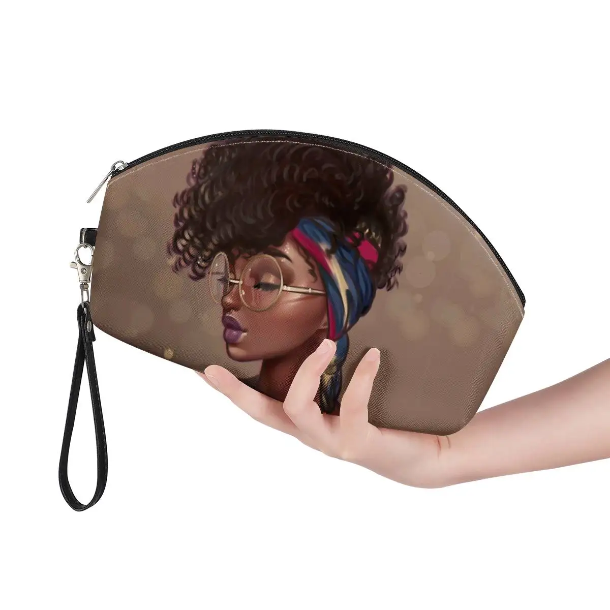 

Funtion Make Up Bags Women Black Art African Girls Printing Cosmetic Cases Ladies Makeup Pouch Females Cosmetic Bags