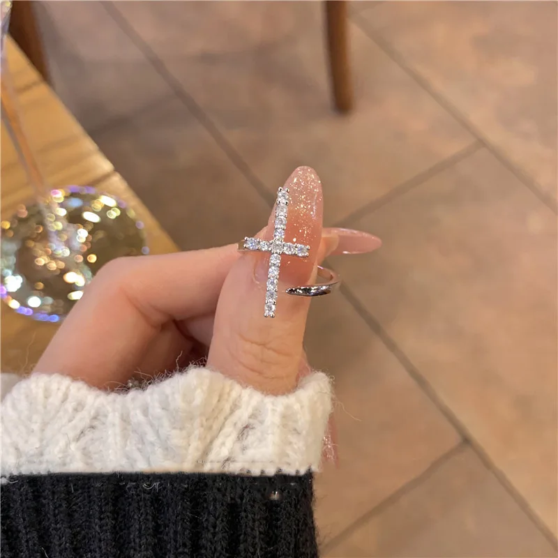

fashion trendy crystal cross trendy rings 2022