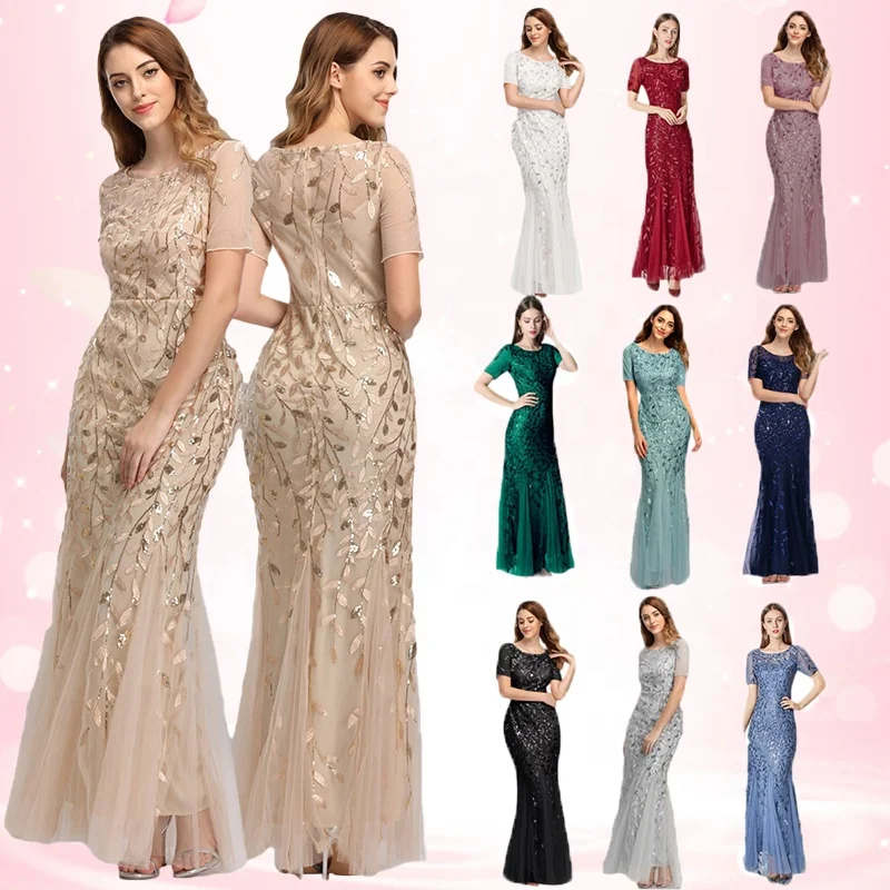 

XUYA High Quality Lady Elegant Party Dresses Women Sequin Evening Prom Dresses 2022 Evening Gowns