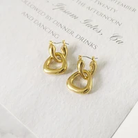 

Statement Gold Thick Triangle Hoop Earrings Female Brass Earrings Chunky Geometric Earrings