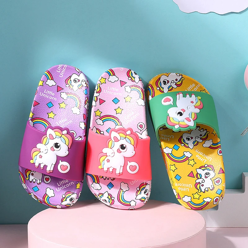 

2021 Newest Design Summer Children shoes Breathable Soft Cute Cartoon PVC House Slippers For kid, Purple, pink, orange,yellow