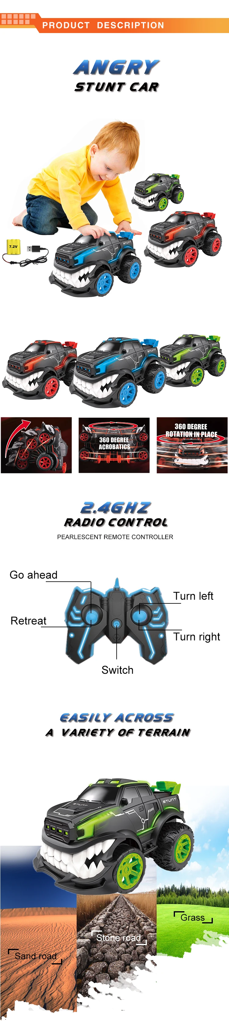 Most popular 360 degree rotation stunt remote control rc car